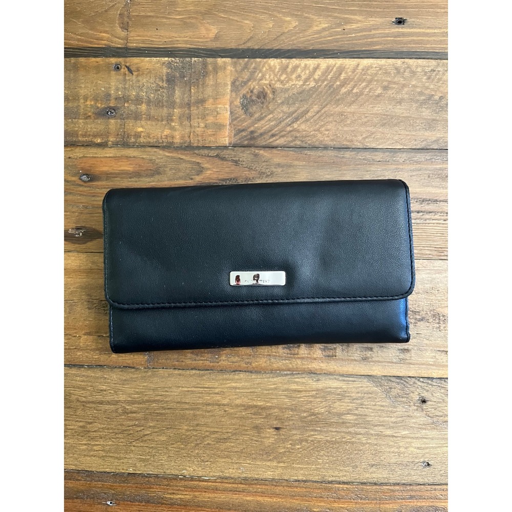 Nine West Black Organizer Checkbook Wallet Built-In Calculator Vintage Y2K